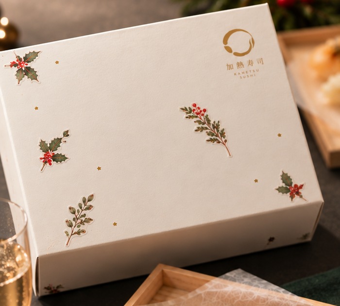 クリスマス仕様の白い化粧箱